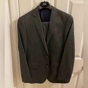 J Crew Ludlow Vitale Barberis Canonico Flannel Suit in Forest Green